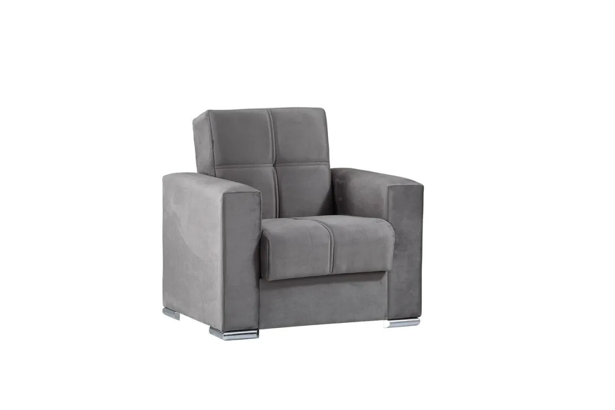Poltrone|Salotto > Dmora Poltrona compatta in tessuto con molle grigia - Bacoli Grigio
