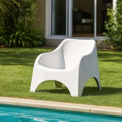 Poltrone|Poltrone Da Esterno > Dmora Poltrona da Esterno una Sedia 79x81 cm, Braccioli - Agri Bianco
