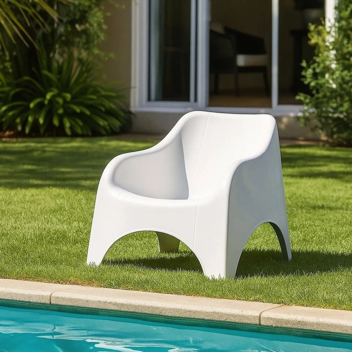 Poltrone|Poltrone Da Esterno > Dmora Poltrona da Esterno una Sedia 79x81 cm, Braccioli - Agri Bianco