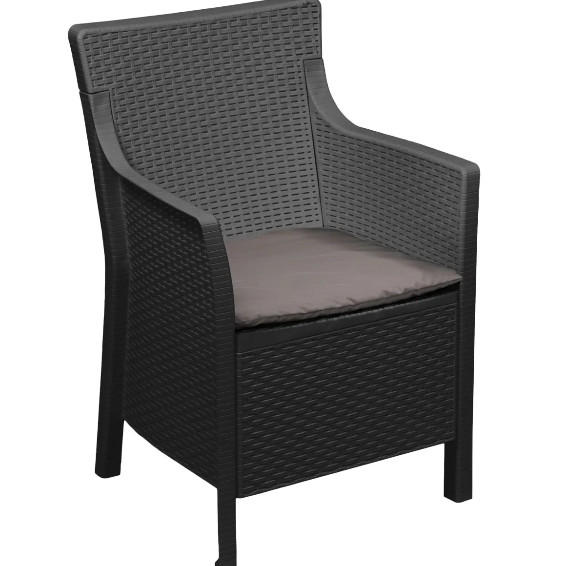 Poltrona da Esterno Nero Antracite Braccioli 60x53 cm, Cuscini Inclusi Made in Italy - Wanless