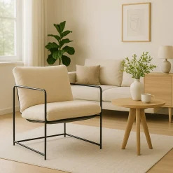 Poltrona design in metallo e tessuto beige - Appare