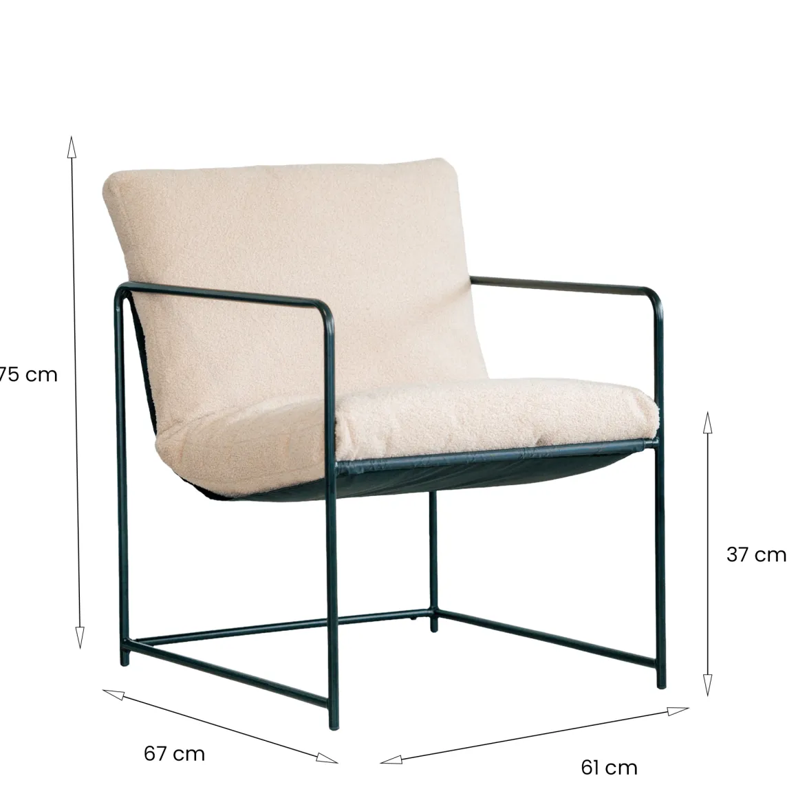 Poltrona design in metallo e tessuto beige - Appare