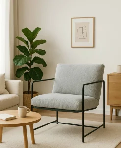 Poltrona design in metallo e tessuto grigio - Appare