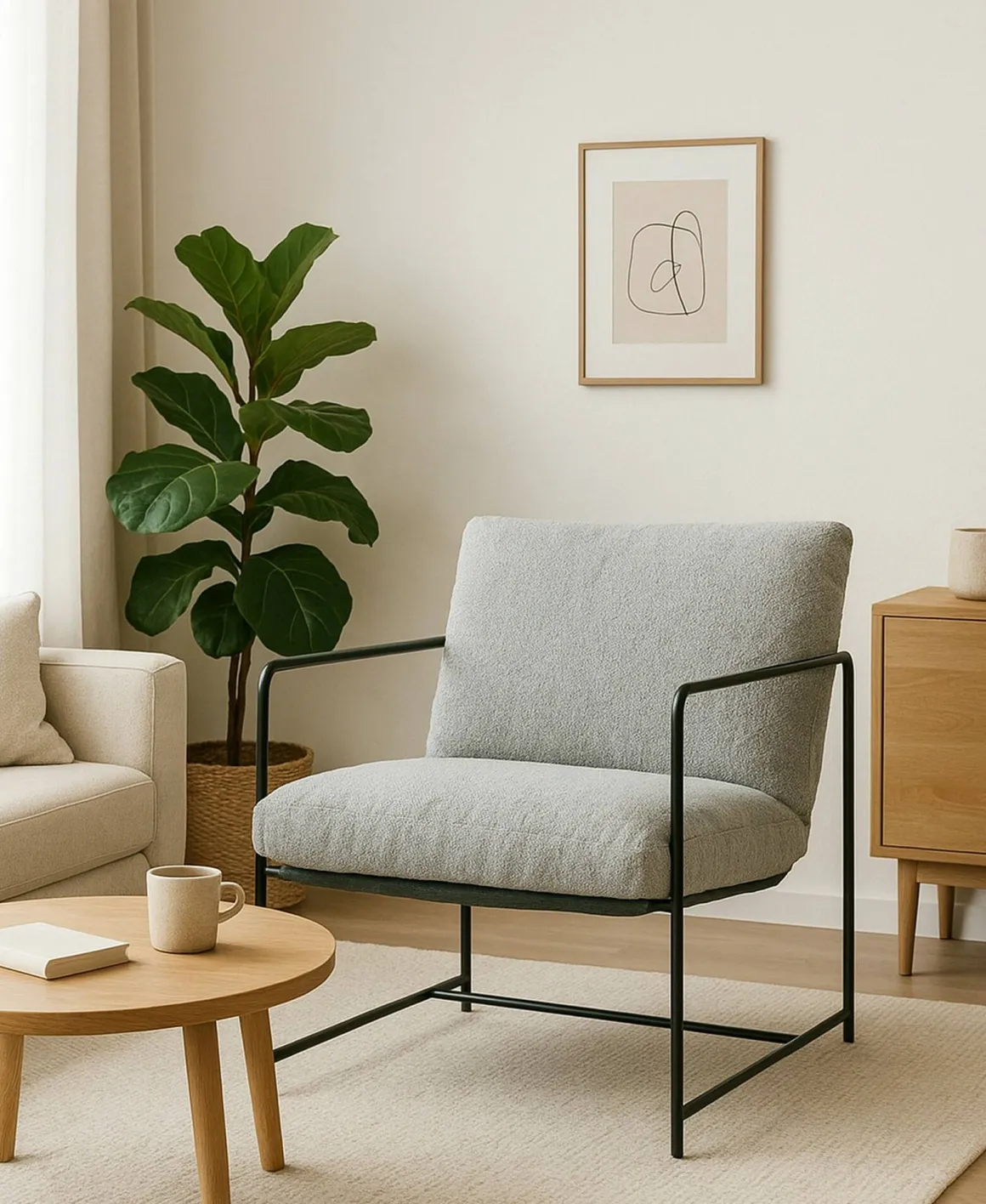 Poltrona design in metallo e tessuto grigio - Appare