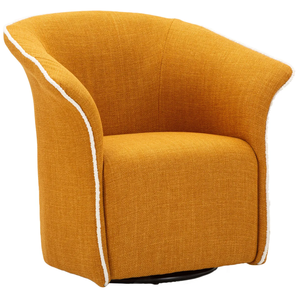 Poltrone > Dmora Poltrona Giallo Senape Nero Base Girevole Braccioli 84x66x80h cm, Materiale Struttura in Metallo - Toamas Nero, Giallo Senape