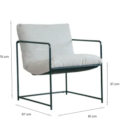 Poltrona Grigio Braccioli Peso Supportato 120 kg 61x67x75h cm, Materiale Struttura in Metallo - Appare