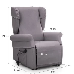 Poltrone|Poltrone Relax > Dmora Poltrona Sfoderabile Reclinabile 75x84x107h cm, Braccioli Made in Italy - Treia Grigio Chiaro