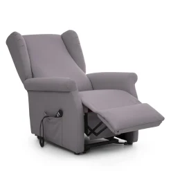 Poltrone|Poltrone Relax > Dmora Poltrona Sfoderabile Reclinabile 75x84x107h cm, Braccioli Made in Italy - Treia Grigio Chiaro