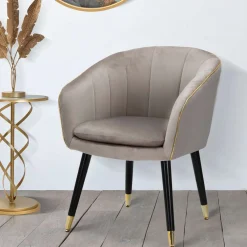 Poltrone > Dmora Poltrona Grigio oro Braccioli Materiale Struttura in Tessuto 62x58x78h cm, Colore Struttura oro - Cachi Oro, Grigio