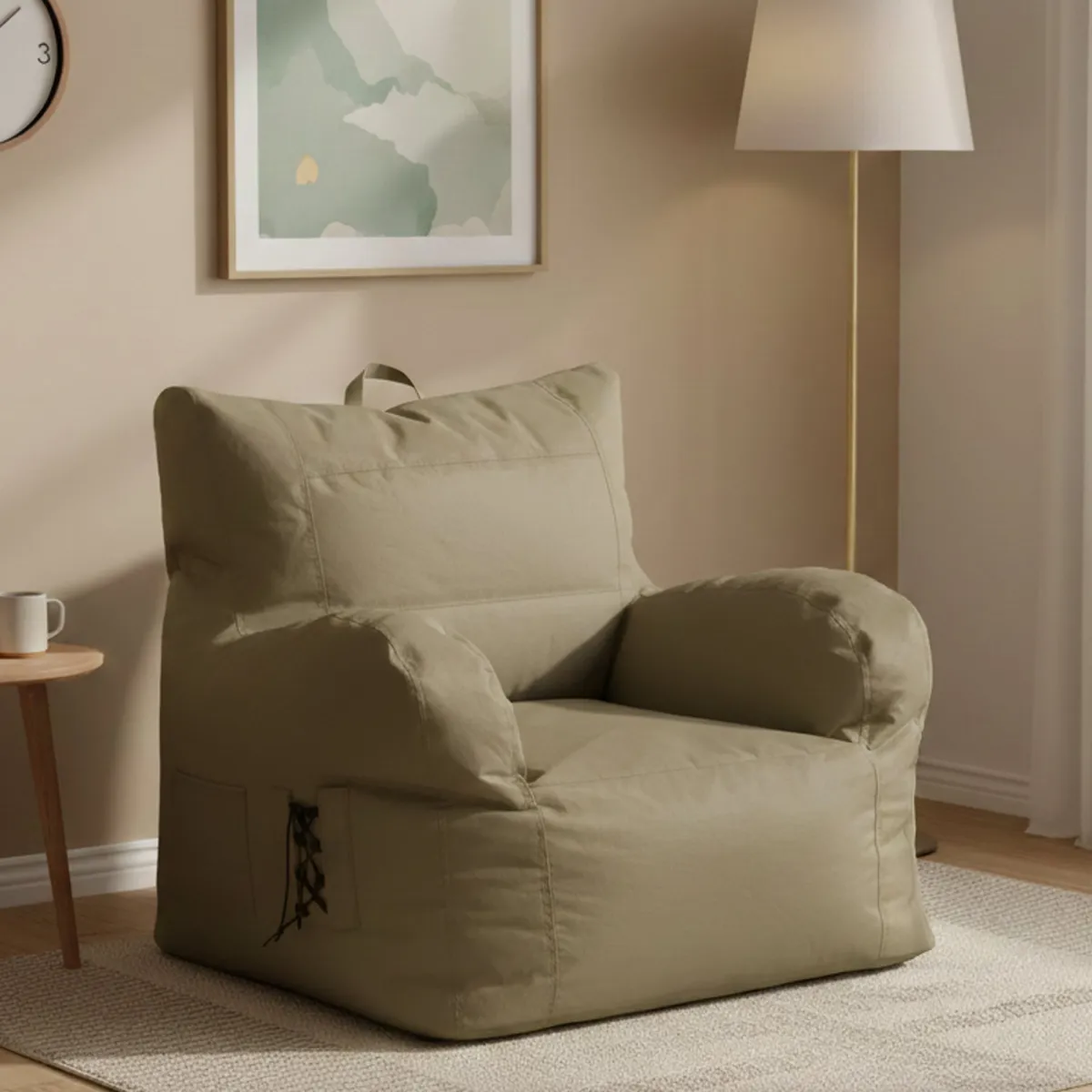 Poltrone|Poltroncine > Dmora Poltrona in poliestere con braccioli - Ossidiana Beige