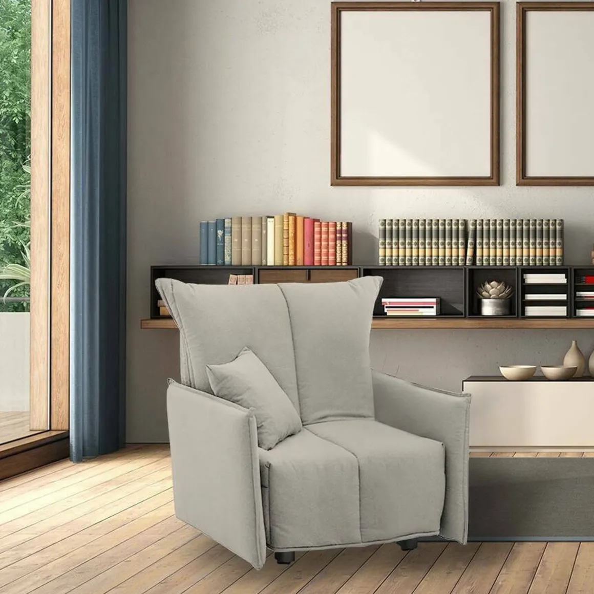 Poltrone|Salotto > Dmora Poltrona in poliestere sfoderabile con braccioli - Atlantis Blu
