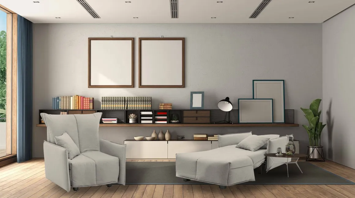 Poltrone|Salotto > Dmora Poltrona in poliestere sfoderabile con braccioli - Atlantis Blu