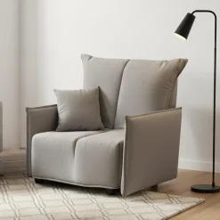 Poltrona in poliestere sfoderabile con braccioli grigia - Atlantis