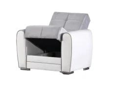 Poltrone|Poltroncine > Dmora Poltrona in tessuto con braccioli bianca e oro - Landi Oro, Bianco