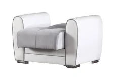 Poltrone|Poltroncine > Dmora Poltrona in tessuto con braccioli bianca e oro - Landi Oro, Bianco