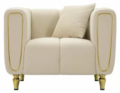 Poltrona in tessuto con braccioli crema e oro - Madama