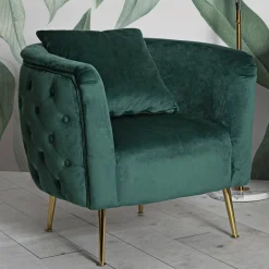 Poltrona in tessuto con braccioli verde - Prampolini