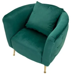 Poltrone|Poltroncine > Dmora Poltrona in tessuto con braccioli verde e oro - Gabbiano Oro, Verde