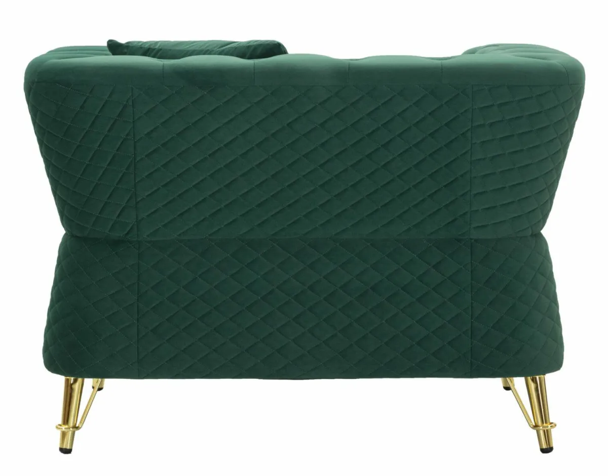 Poltrone|Poltroncine > Dmora Poltrona in tessuto con braccioli verde e oro - Gabbiano Oro, Verde