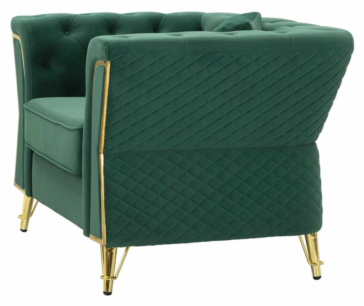 Poltrone|Poltroncine > Dmora Poltrona in tessuto con braccioli verde e oro - Gabbiano Oro, Verde