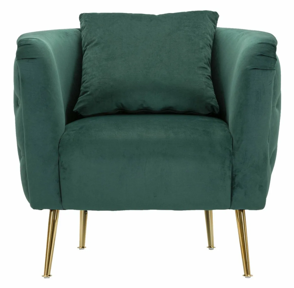 Poltrone|Poltroncine > Dmora Poltrona in tessuto con braccioli verde e oro - Gabbiano Oro, Verde
