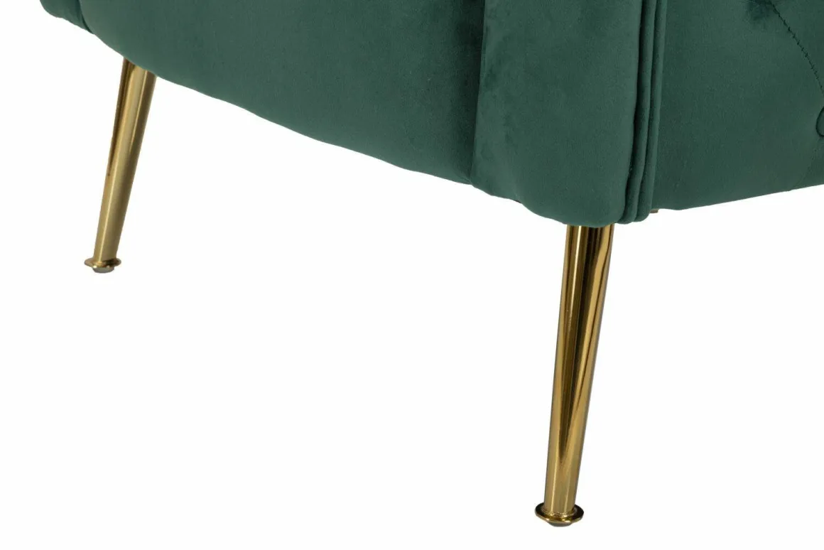 Poltrone|Poltroncine > Dmora Poltrona in tessuto con braccioli verde e oro - Gabbiano Oro, Verde