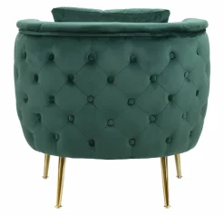 Poltrone|Poltroncine > Dmora Poltrona in tessuto con braccioli verde e oro - Gabbiano Oro, Verde