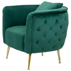 Poltrone|Poltroncine > Dmora Poltrona in tessuto con braccioli verde e oro - Gabbiano Oro, Verde