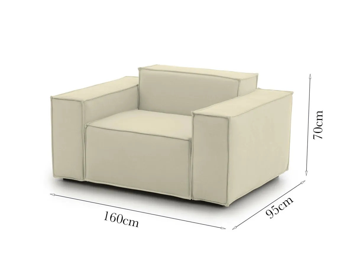 Poltrona in tessuto e legno con braccioli beige - Rodonite