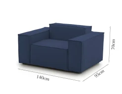 Poltrone|Poltroncine > Dmora Poltrona in tessuto e legno massello con braccioli - Leonia Blu
