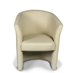 Poltrona moderna in ecopelle con braccioli beige - Ago