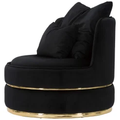 Poltrona Nero oro con Cuscini Materiale Struttura in Legno Nobilitato 84x84x72h cm, Materiale Struttura in Tessuto - Palang