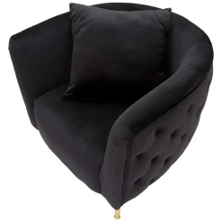 Poltrone > Dmora Poltrona Nero oro Rivestimento in Velluto Braccioli 76x74x71h cm, Materiale Struttura in Metallo - StIves Oro, Nero
