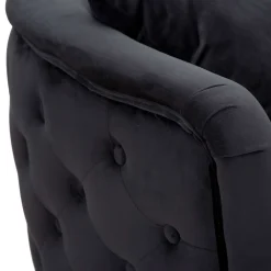 Poltrone > Dmora Poltrona Nero oro Rivestimento in Velluto Braccioli 76x74x71h cm, Materiale Struttura in Metallo - StIves Oro, Nero