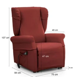 Poltrone|Poltrone Relax > Dmora Poltrona Sfoderabile Reclinabile 75x84x107h cm, Braccioli Made in Italy - Treia Rosso Bordeaux