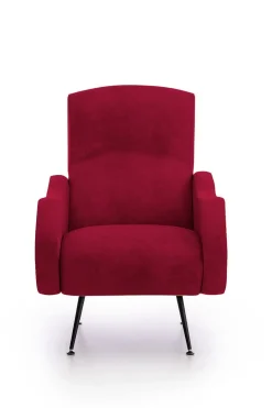 Poltrona Rosso Braccioli Peso Supportato 90 kg 70x100x98h cm, Materiale Struttura in Legno Made in Italy - Lasnigo