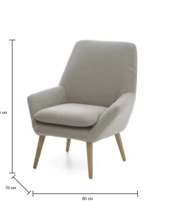 Poltrone|Poltroncine > Dmora Poltrona scandi in tessuto con braccioli tortora - Anido Grigio Tortora