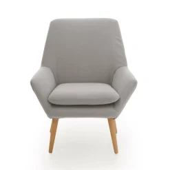 Poltrone|Poltroncine > Dmora Poltrona scandi in tessuto con braccioli tortora - Anido Grigio Tortora