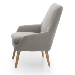 Poltrone|Poltroncine > Dmora Poltrona scandi in tessuto con braccioli tortora - Anido Grigio Tortora