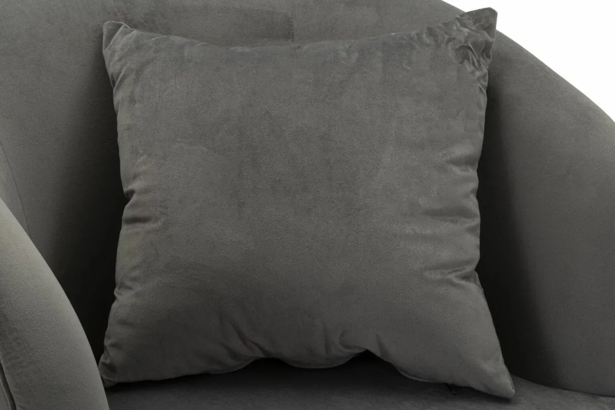 Poltrone|Poltroncine > Dmora Poltrona spessa in poliestere con braccioli grigia e argento - Landi Argento, Grigio