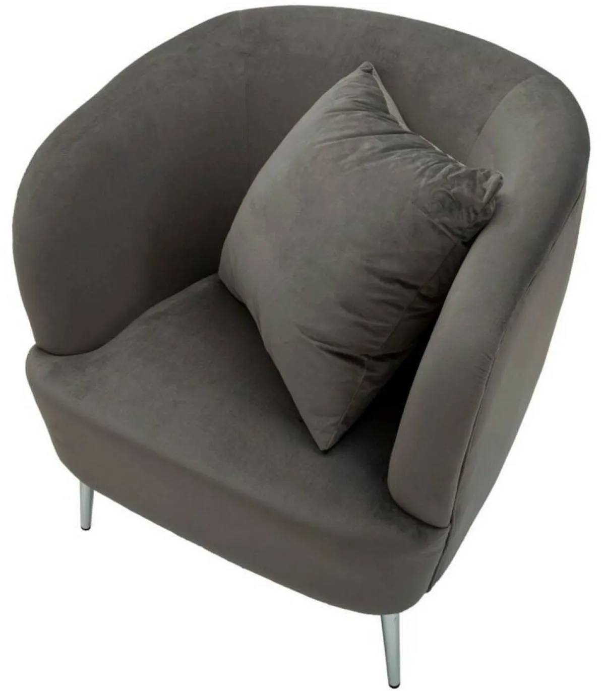 Poltrone|Poltroncine > Dmora Poltrona spessa in poliestere con braccioli grigia e argento - Landi Argento, Grigio