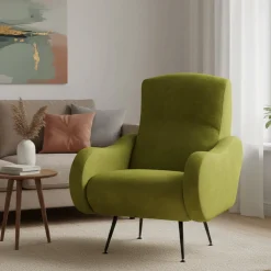 Poltrona Verde Braccioli Peso Supportato 90 kg 70x100x98h cm, Materiale Struttura in Legno Made in Italy - Lasnigo