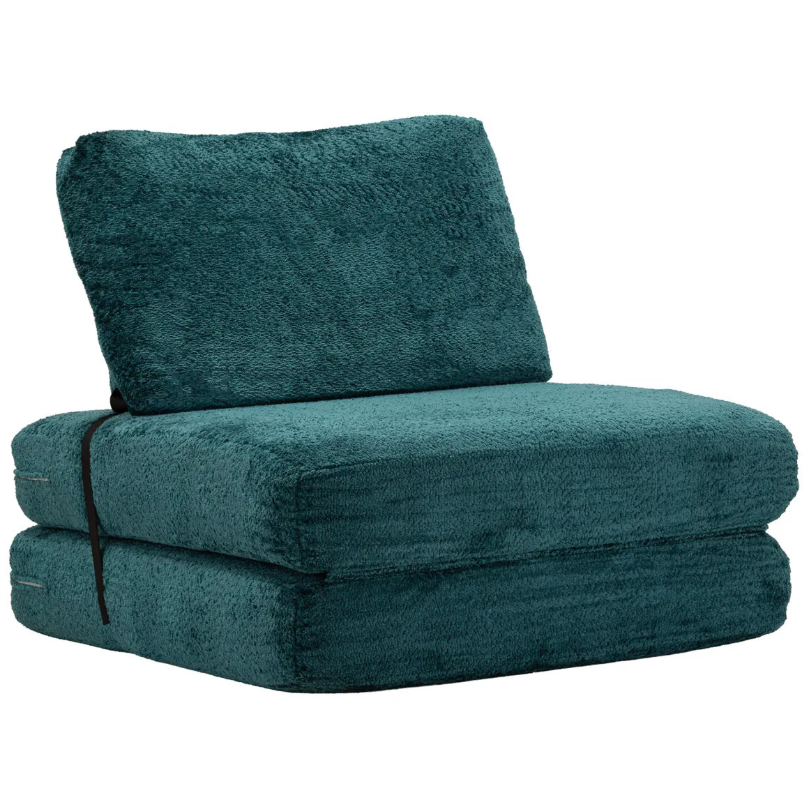 Poltrona Verde Petrolio Trasformabile in Letto, Rivestimento in Tessuto Bouclè Reclinabile 31x31x97h cm, Materiale Struttura in Tessuto - Abyane
