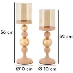 Portacandela Rosa oro set da 2 Colore Struttura oro, - Farinero
