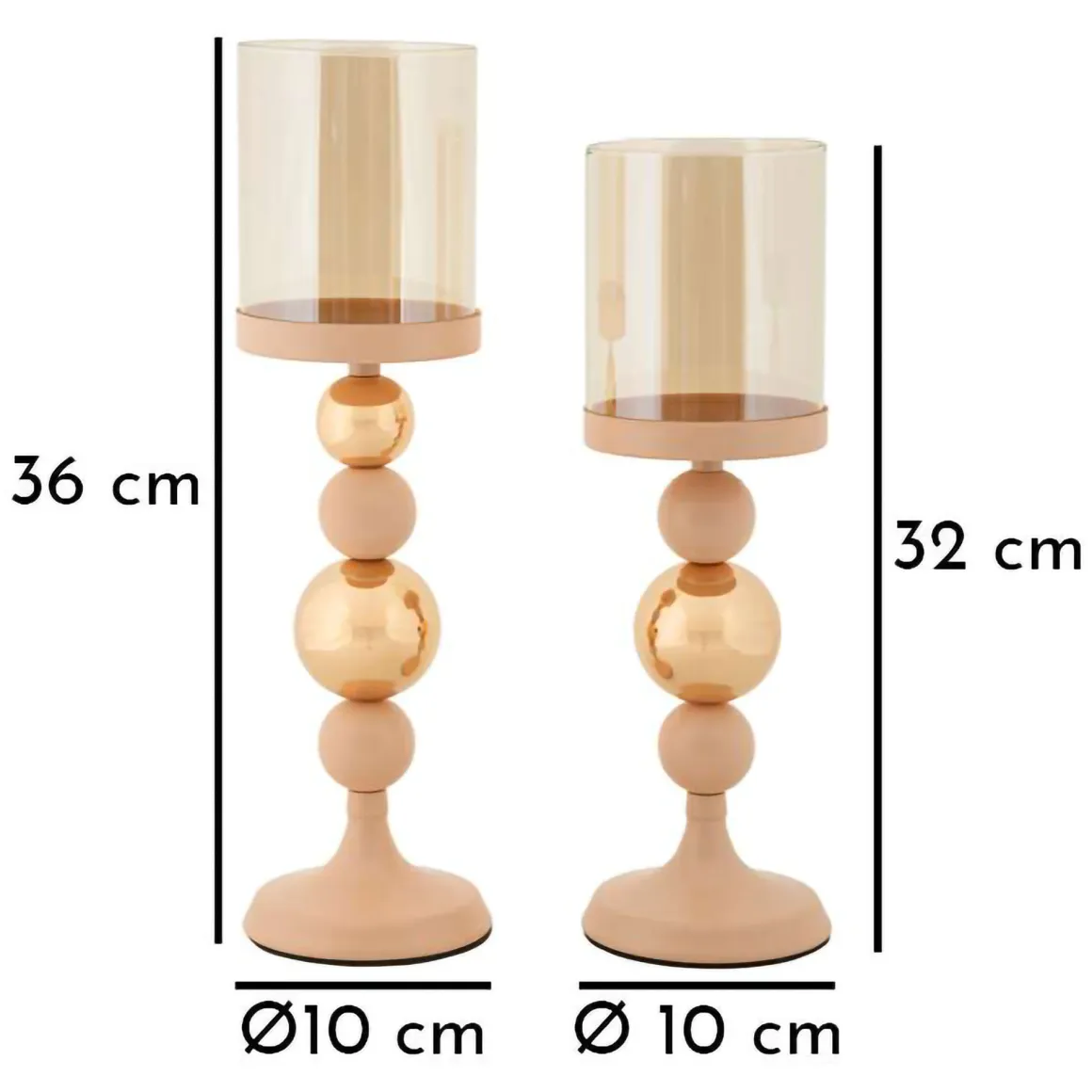 Portacandela Rosa oro set da 2 Colore Struttura oro, - Farinero