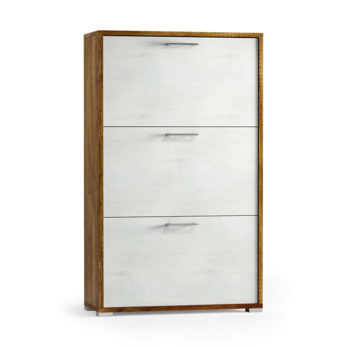 Bagno|Scarpiere > Dmora Porta scarpe 3 ante bianca e rovere 67x112h cm - Axinite Marrone, Bianco Rovere