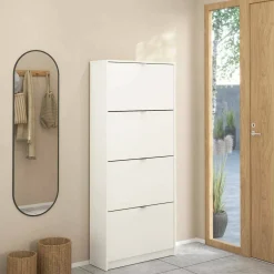 Scarpiere > Dmora Porta scarpe 4 ante bianca 70x162h cm - Epidoto Bianco