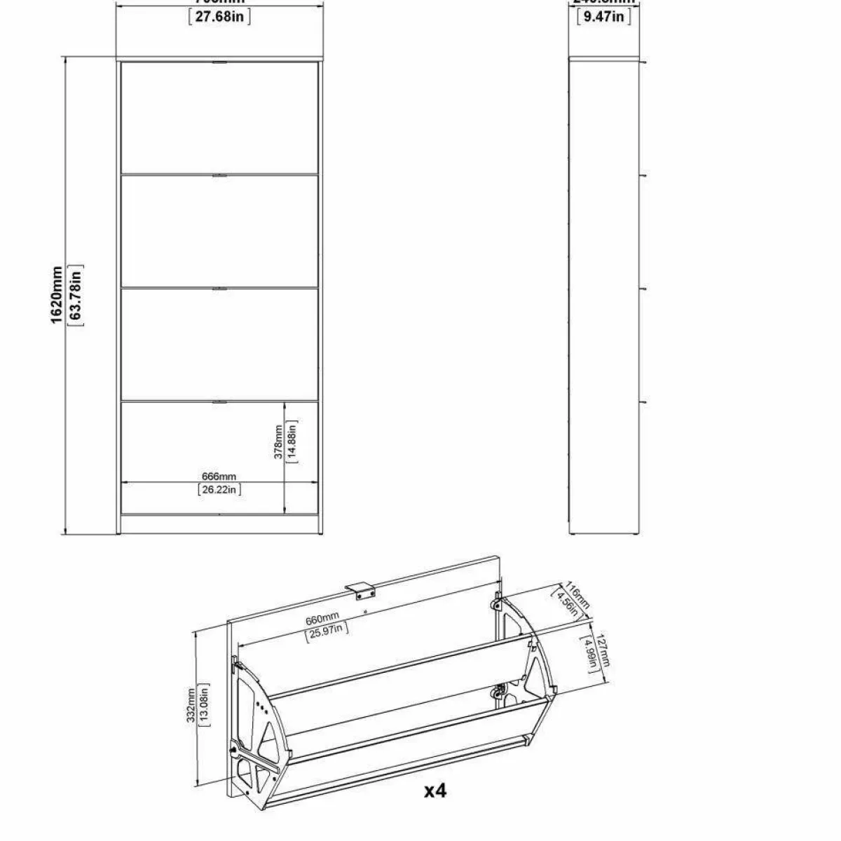 Scarpiere > Dmora Porta scarpe 4 ante bianca 70x162h cm - Epidoto Bianco