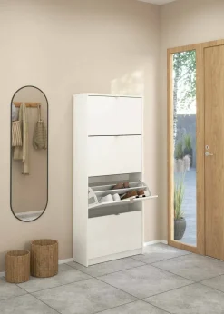 Scarpiere > Dmora Porta scarpe 4 ante bianca 70x162h cm - Epidoto Bianco