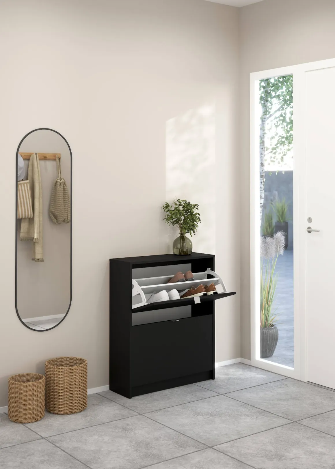 Porta scarpe 2 ante nera 70x85h cm - Larry